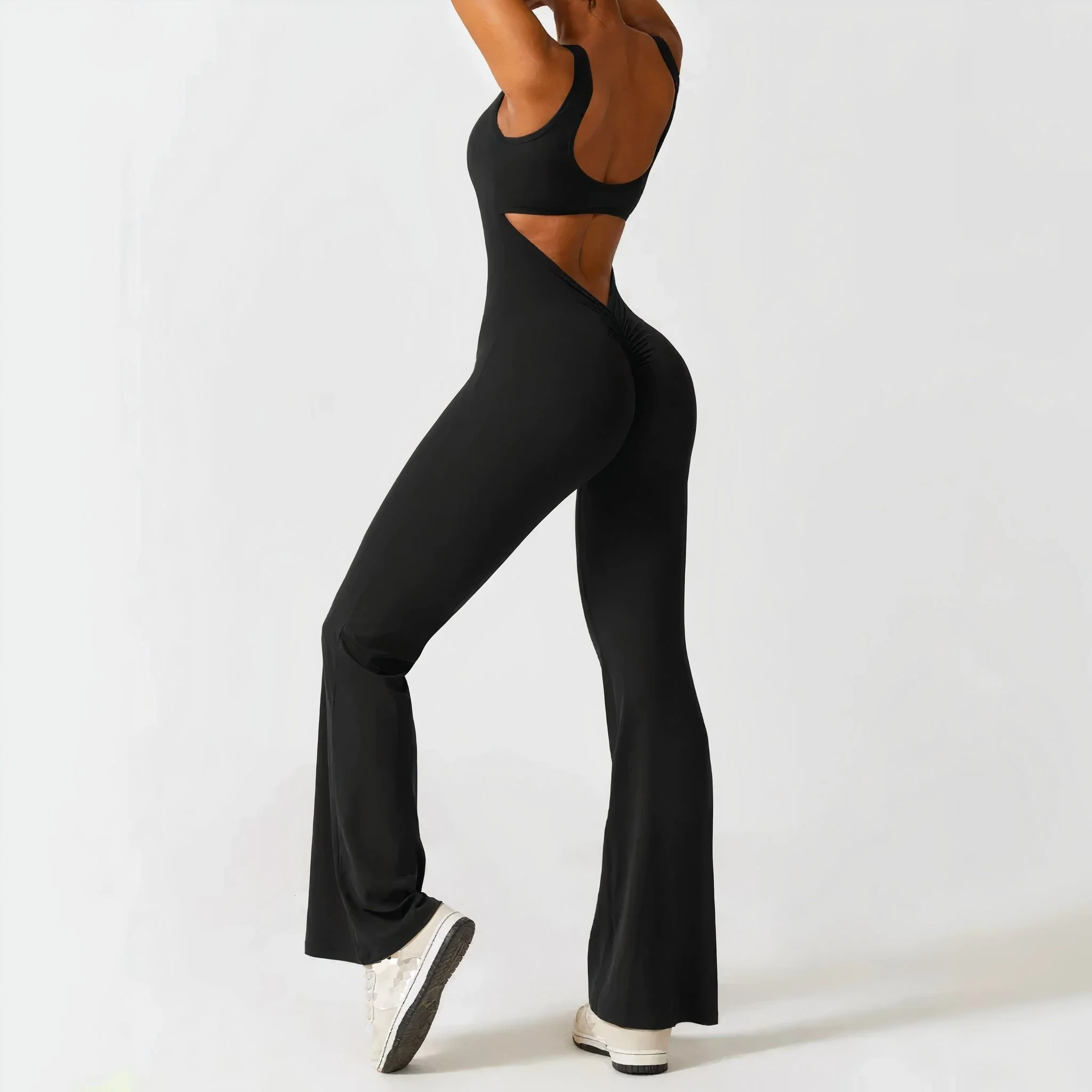 🎄FLASH Sale 49% OFF🔥Scrunch V-Back Flared Jumpsuit - Image 7
