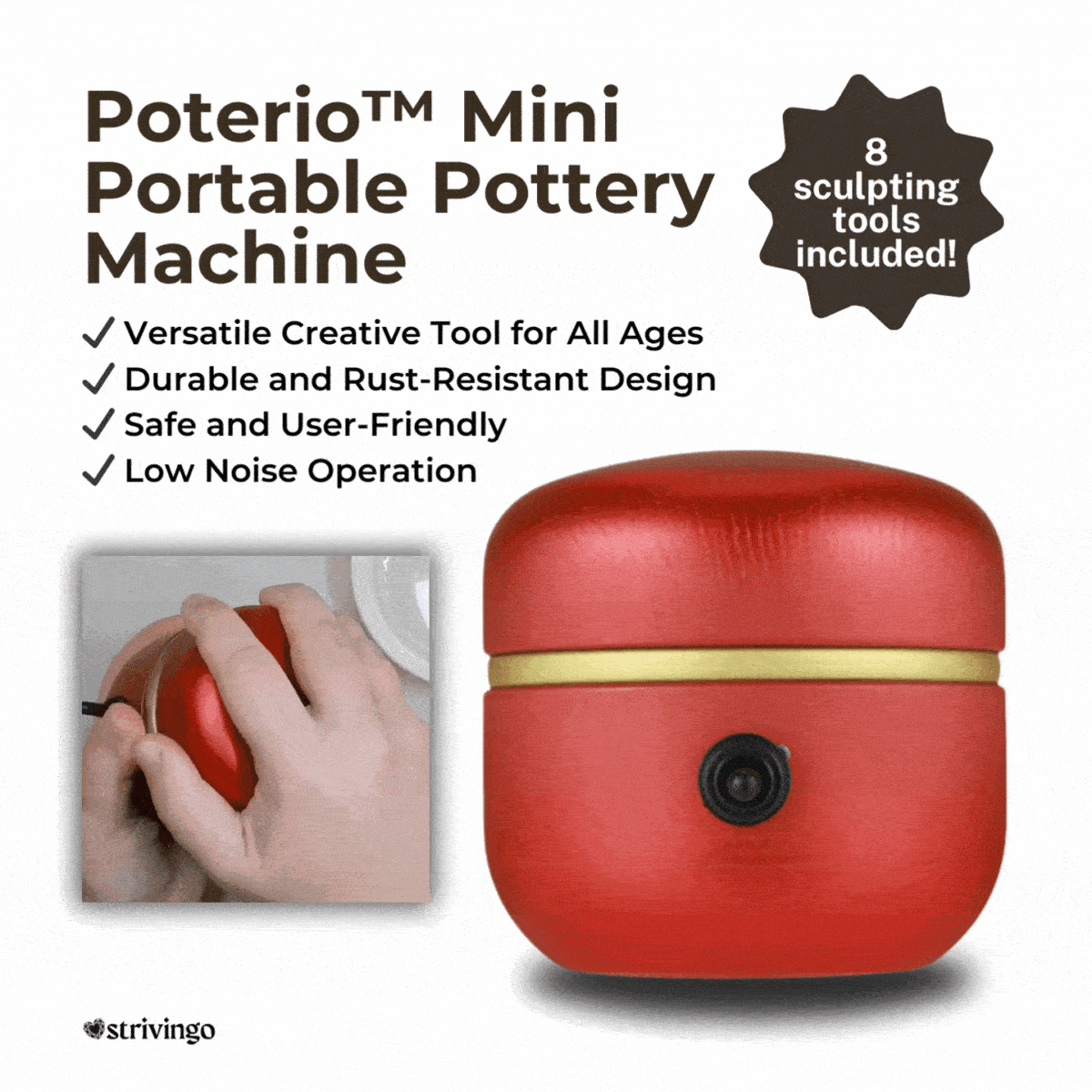 ClayMuse™ Mini Pottery Wheel — Create Stunning Clay Art Quietly and Effortlessly at Home - Image 7