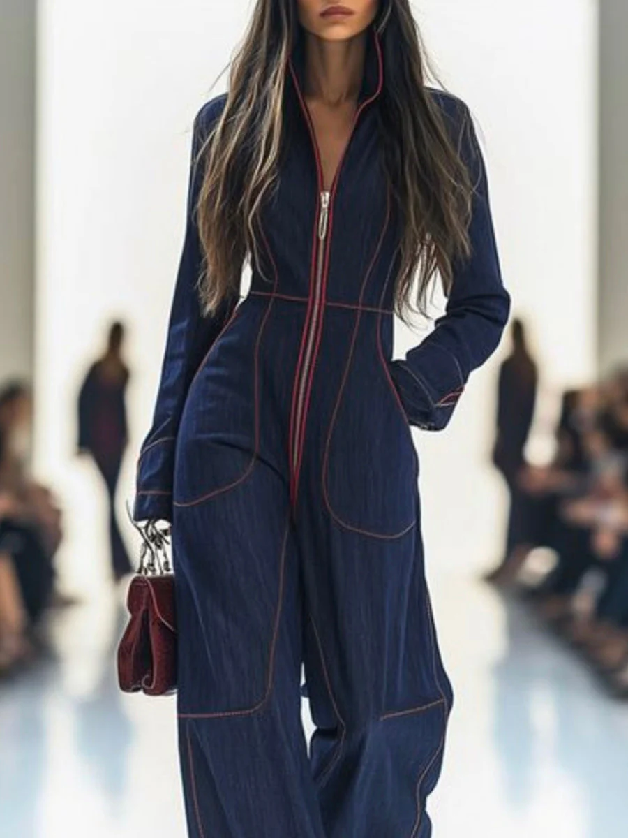 IndigoAura™ Wide-Leg Denim Jumpsuit — Own Effortless Style and Unmatched Comfort All Day Long - Image 2