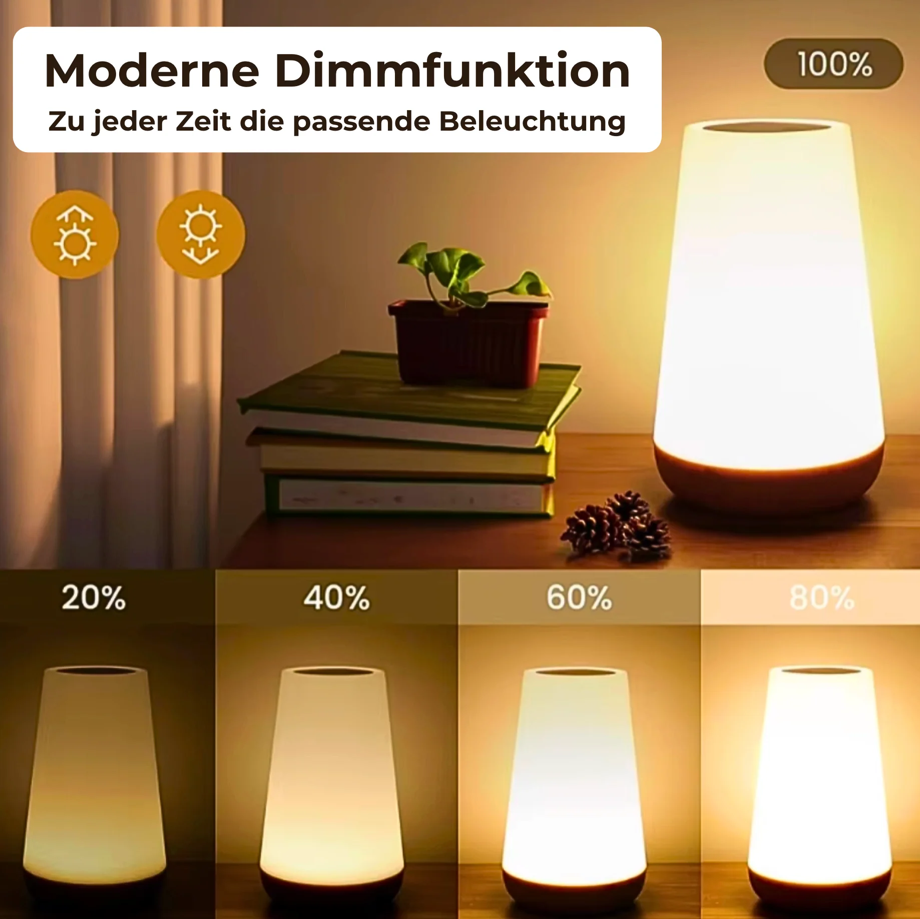 LumiSleep - USB Rechargeable Wireless Bedside Lamp with Dimmable Touch (Including 13 Colors + Remote Control) - Image 2