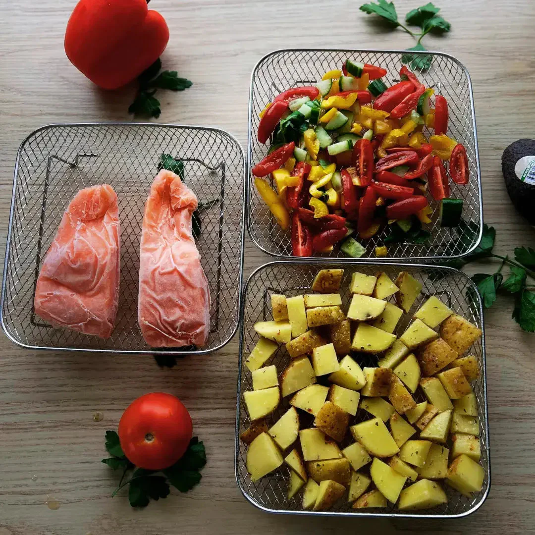 SizzleNest™ Multi-Layer Air Fryer Baskets — Double Your Cooking Power and Enjoy Flawless, Stress-Free Meals Every Time - Image 2